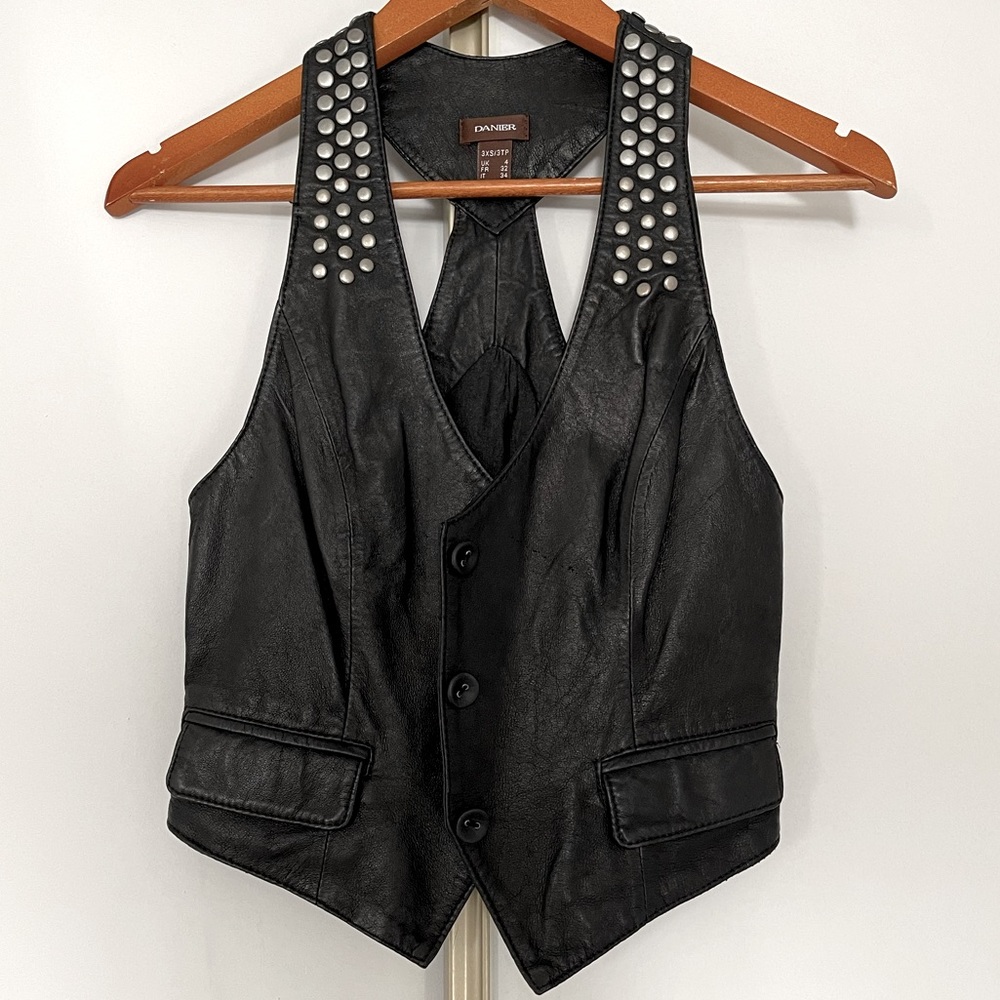 Danielle Leather Studded Vest